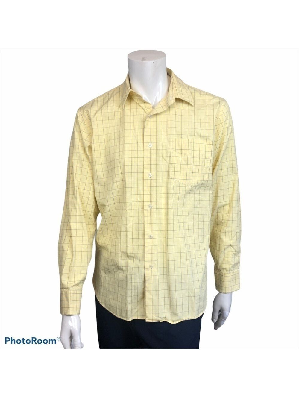 J Crew Men's Large 16-16.5 Yellow Plaid Long Sleeved Button Front Dress … - Picture 2 of 12